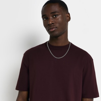 Dark red regular fit t-shirt | River Island