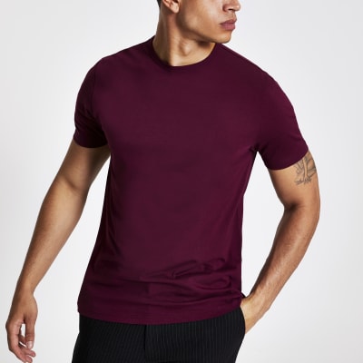 mens dark red t shirt