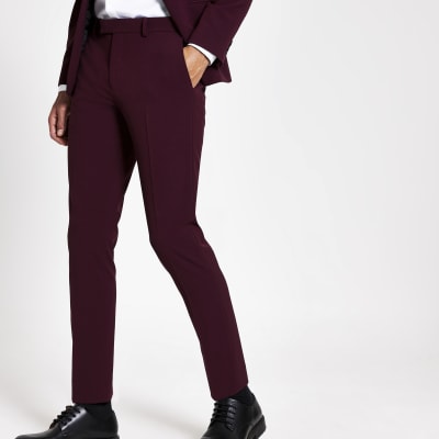 red slim fit trousers