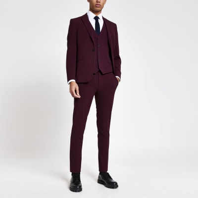 womens dark red suit