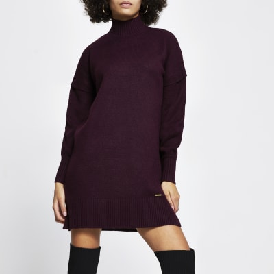 maroon jumper dress