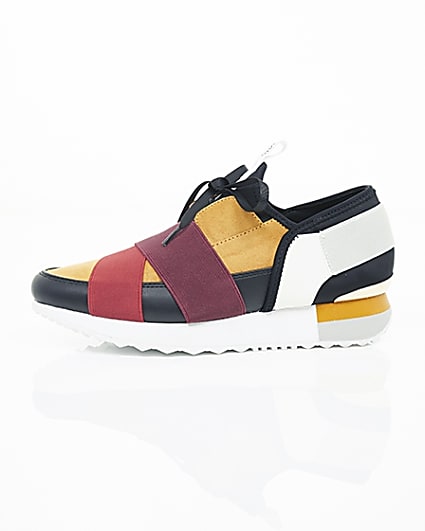 360 degree animation of product Dark yellow colour block runner trainers frame-22