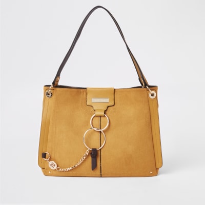 Dark yellow ring front slouch bag