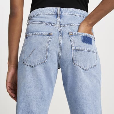 Denim boyfriend ripped jeans | River Island