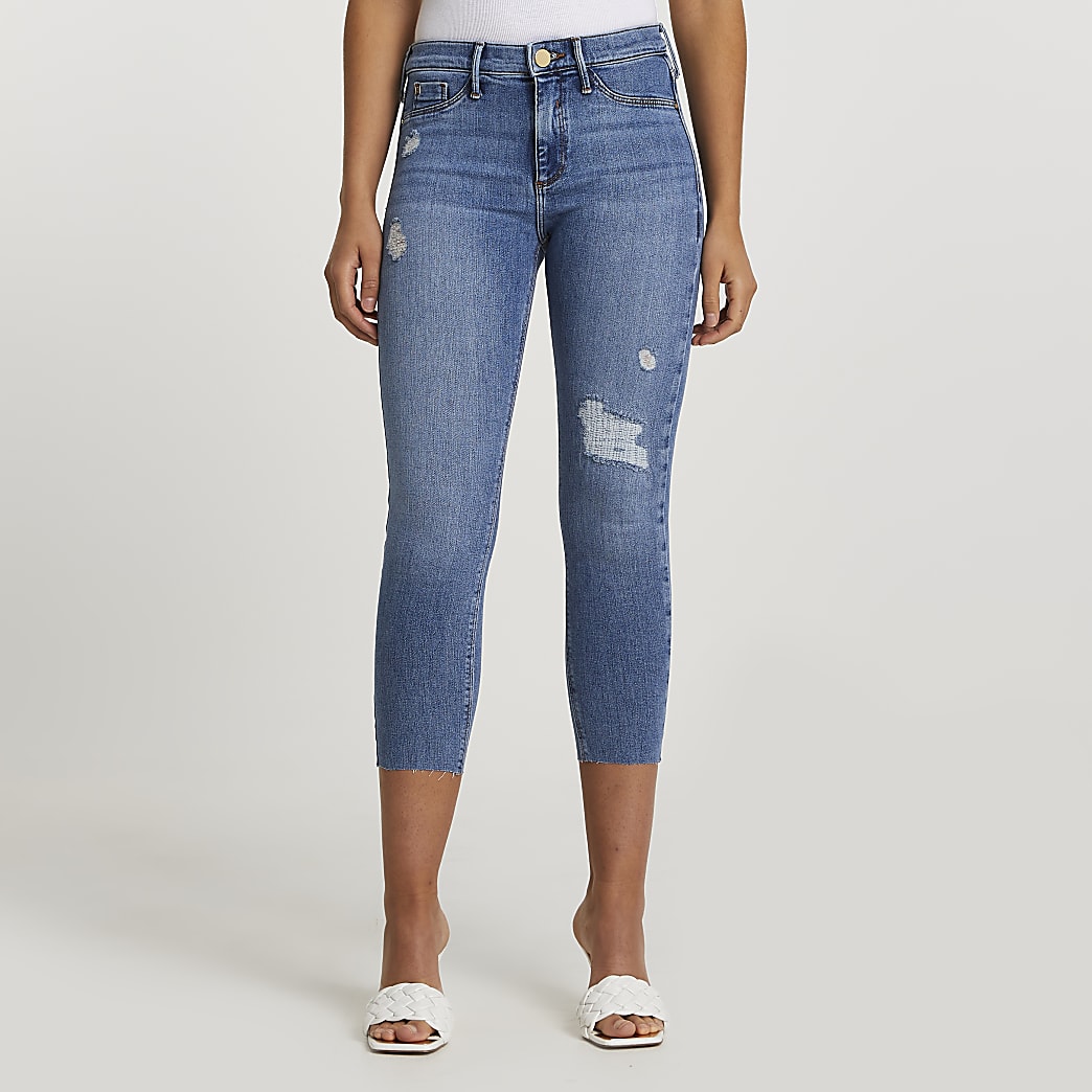 Denim Molly mid rise crop jeans | River Island