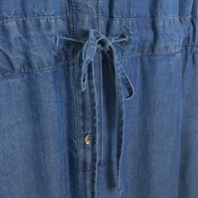 Denim short sleeve jumpsuit River Island