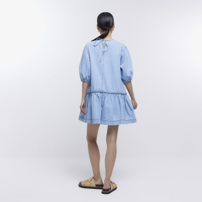 Denim smock mini dress