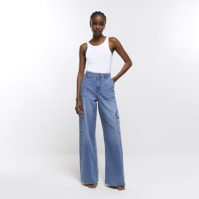 Denim wide leg jeans | River Island