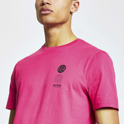 pink slim fit t shirt