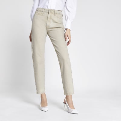 Ecru Blair high rise straight jeans | River Island