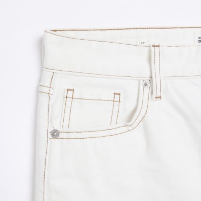 Ecru high waist straight leg jeans