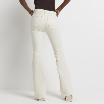 Ecru mid rise flared jeans River Island