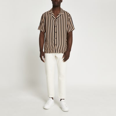 Ecru multipack geometric and stripe shirt