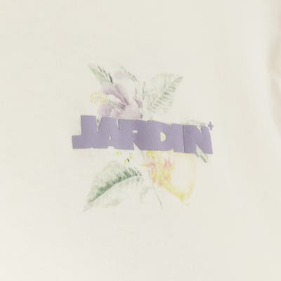 Ecru oversized fit floral graphic t-shirt