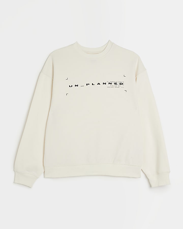 Ecru oversized fit graphic sweatshirt