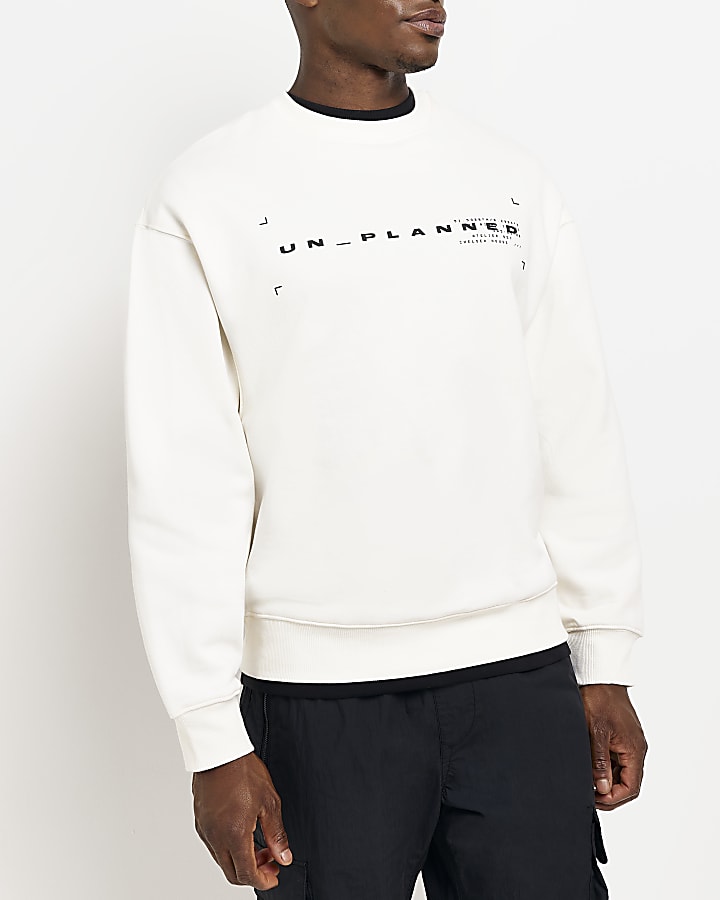 Ecru oversized fit graphic sweatshirt