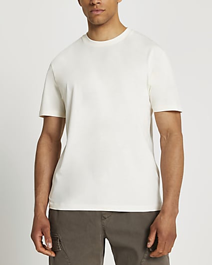 Ecru oversized fit tonal circle print t-shirt