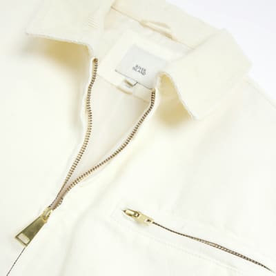 Ecru regular fit canvas jacket