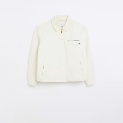 Ecru regular fit canvas jacket