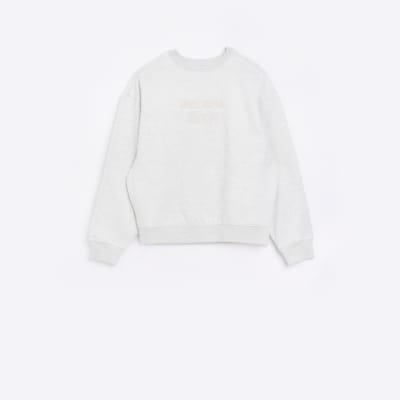 Ecru regular fit embroidered sweatshirt