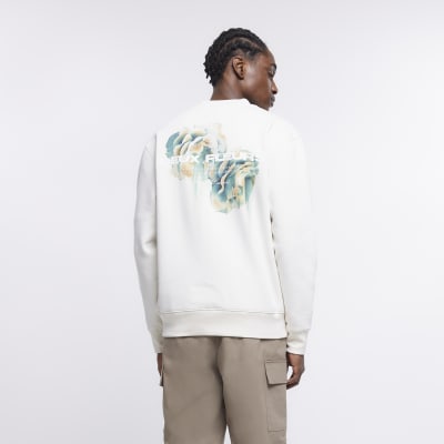 Ecru regular fit graphic floral sweatshirt