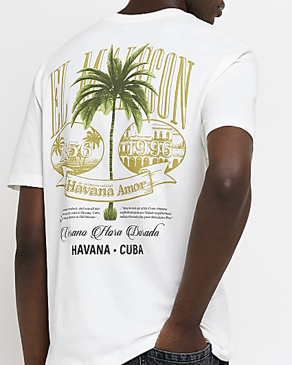 Ecru Regular fit graphic Havana T-shirt