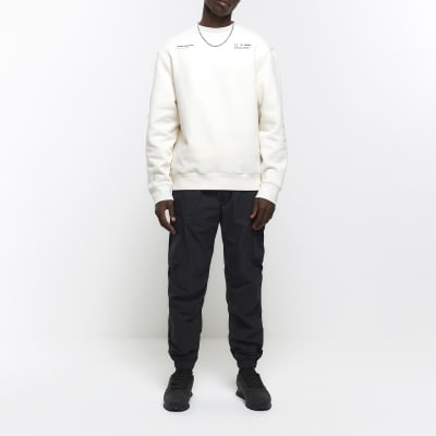 Ecru regular fit graphic patch sweatshirt