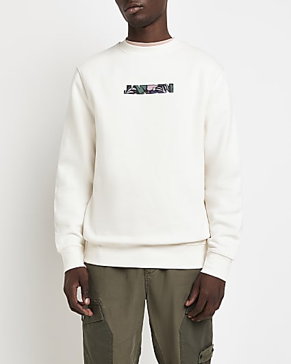 Ecru regular fit graphic sweatshirt