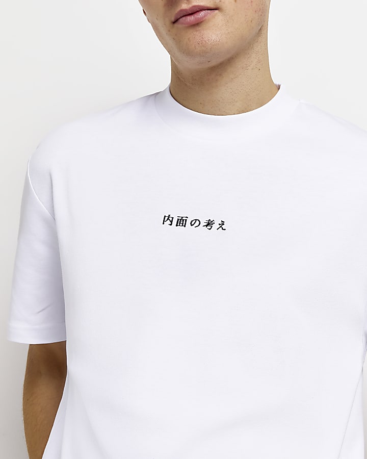 Ecru Regular fit Japanese Embroidered T-shirt