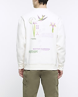 Ecru regular fit Japanese graphic sweatshirt