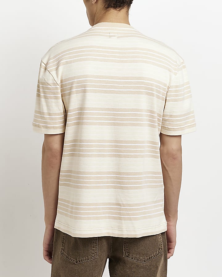 Ecru Regular fit Stripe t-shirt
