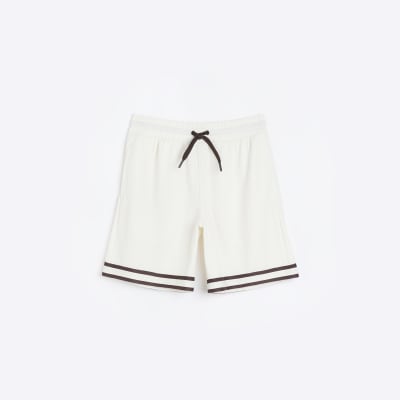 Ecru slim fit taped shorts