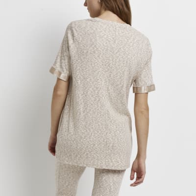 Ecru space dye print maternity t-shirt