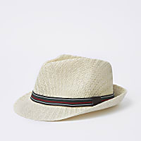 Ecru straw trilby hat