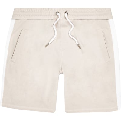 Ecru stripe casual shorts