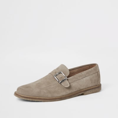 suede buckle loafers