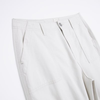 Ecru wide leg cargo trousers