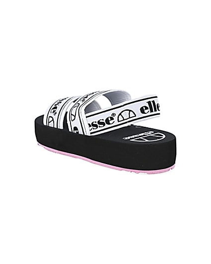 360 degree animation of product Ellesse black strap flatform sandals frame-6