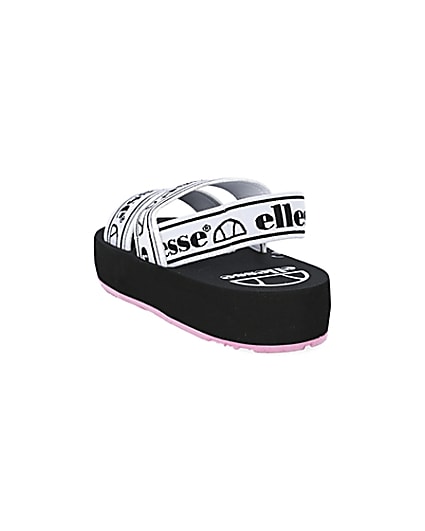 360 degree animation of product Ellesse black strap flatform sandals frame-7