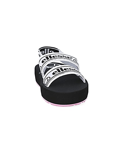 360 degree animation of product Ellesse black strap flatform sandals frame-20