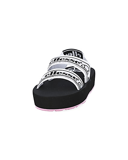 360 degree animation of product Ellesse black strap flatform sandals frame-22