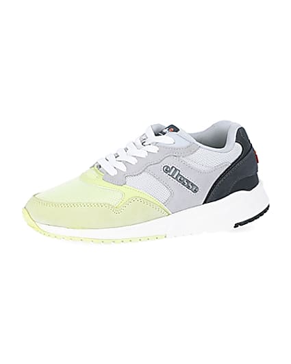 360 degree animation of product Ellesse NYC84 grey and green trainers frame-2