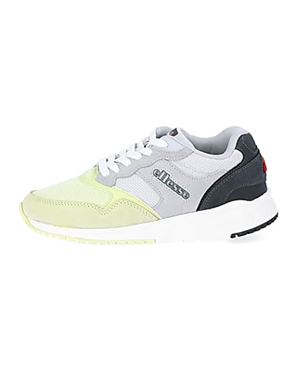 360 degree animation of product Ellesse NYC84 grey and green trainers frame-3