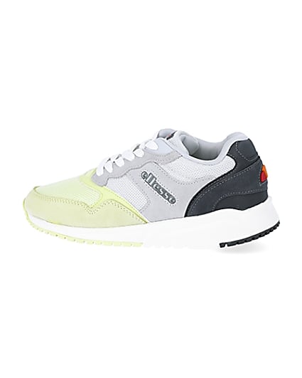 360 degree animation of product Ellesse NYC84 grey and green trainers frame-4