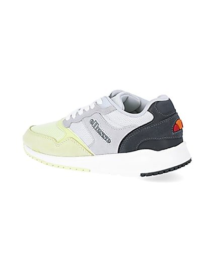360 degree animation of product Ellesse NYC84 grey and green trainers frame-5