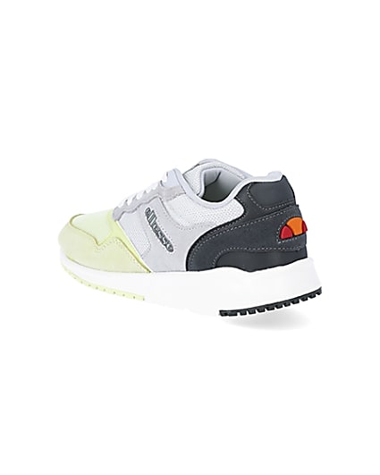 360 degree animation of product Ellesse NYC84 grey and green trainers frame-6