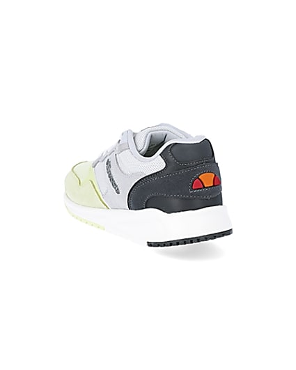 360 degree animation of product Ellesse NYC84 grey and green trainers frame-7