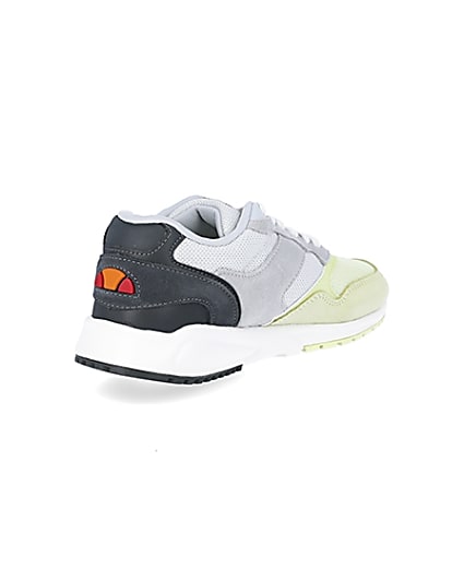 360 degree animation of product Ellesse NYC84 grey and green trainers frame-12