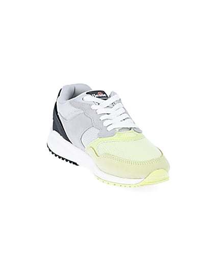 360 degree animation of product Ellesse NYC84 grey and green trainers frame-19