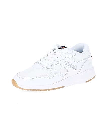 360 degree animation of product Ellesse NYC84 white lace-up trainers frame-1